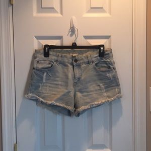 Distressed jean shorts